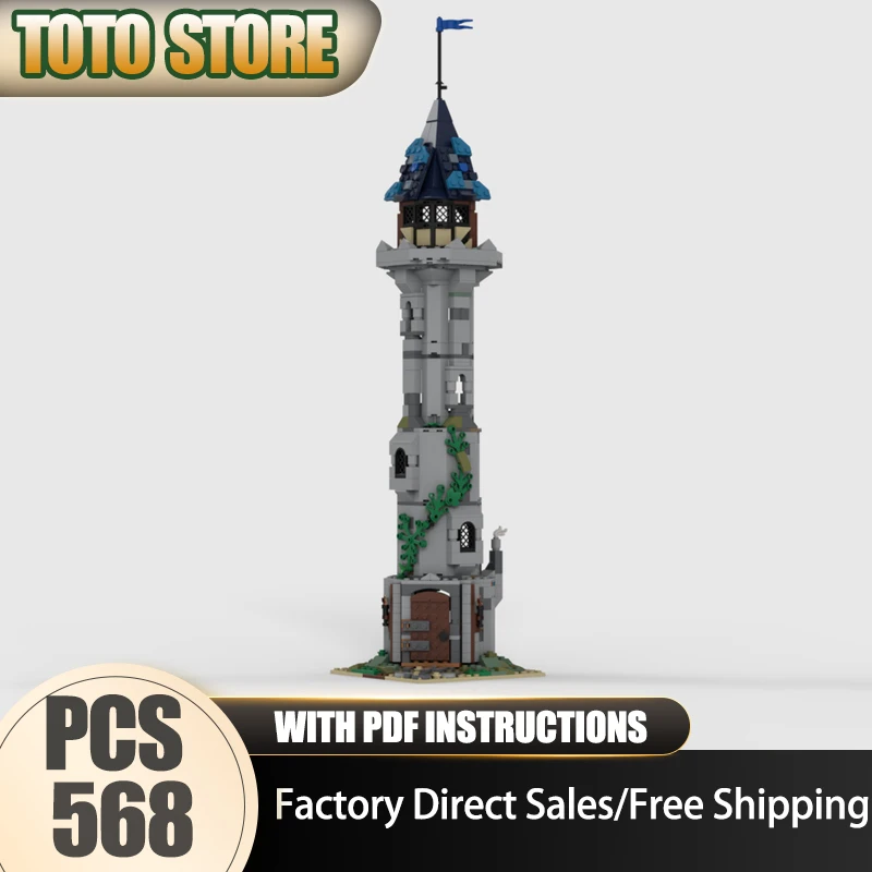 

Средневековая модель Moc, строительные блоки, модель башни волшебника, технологический кирпич, сделай сам, сборка, строительная игрушка, праздничный набор, подарки