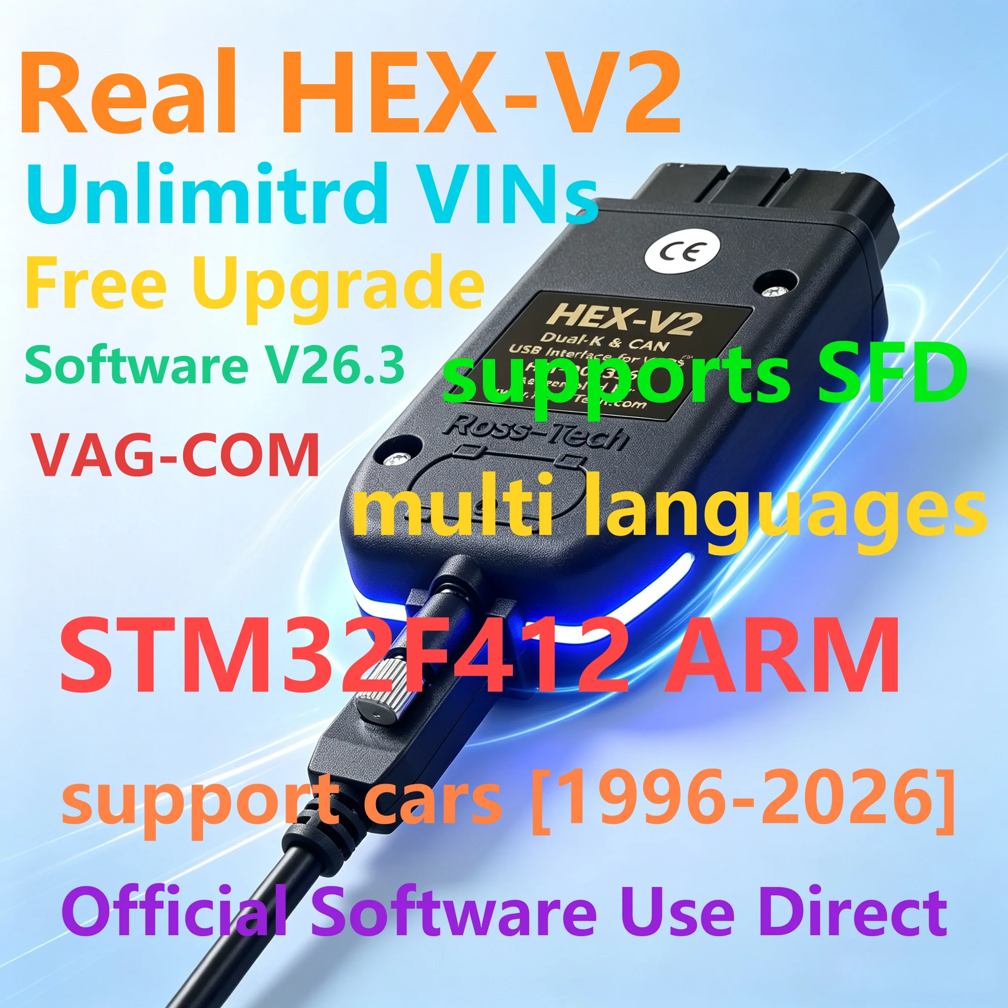 2026 Unlimited VINS VAGCOM Interface VCDS-CAN HEX V2 Update V26.3 for VW AUDI Skoda Seat 14 Languages Car Diagnostics Tool
