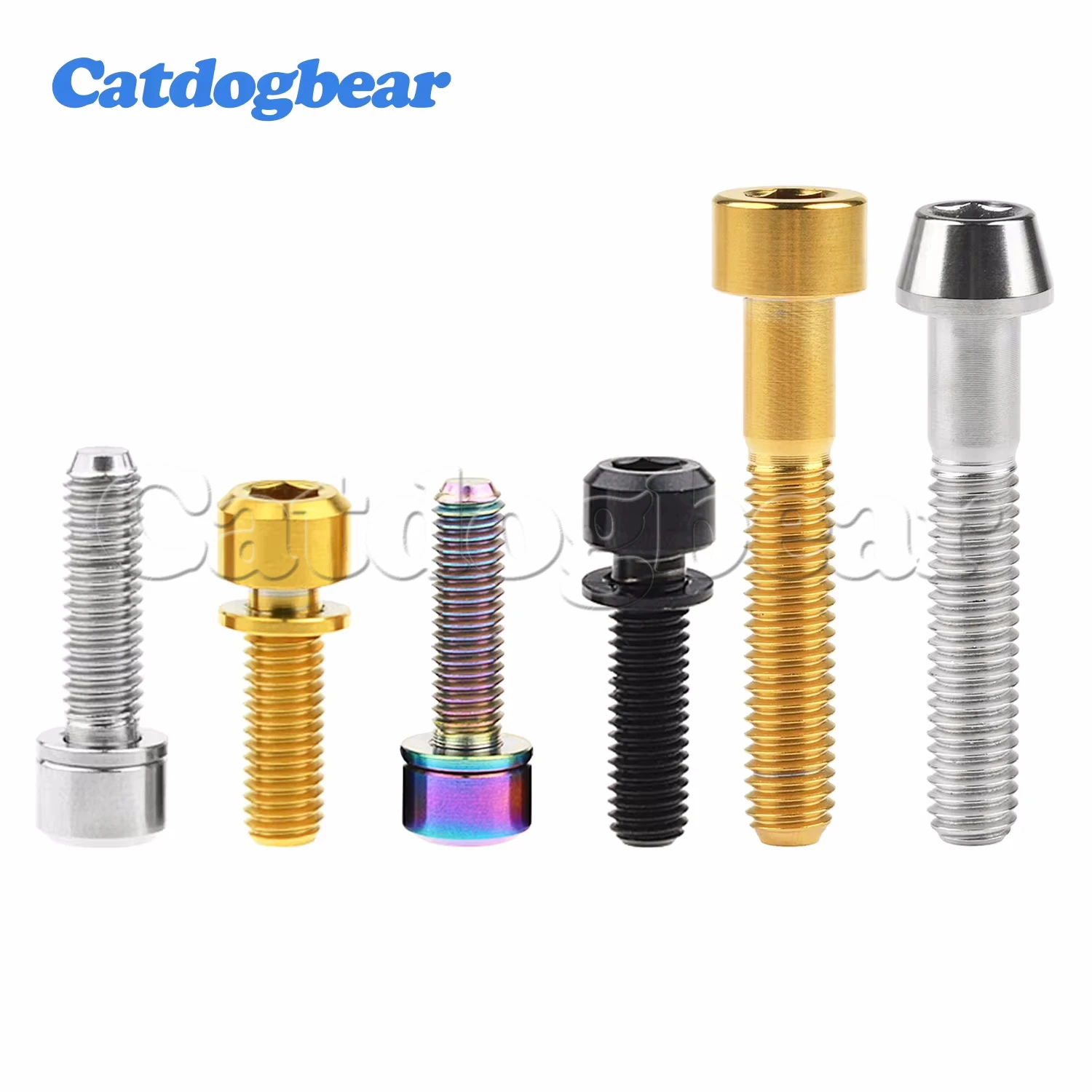 

Catdogbear Titanium Bolt 1Pcs M6X35mm Square/Taper Hex Bolt + 6 Pcs M5X16 18 20mm Bolt with Washer Bike Stem Accessories