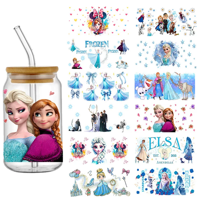 Disney Frozen Princess 16oz Sticker Cup Personalize UV Wrap Transfer Sticker Custom Label DIY Logo Selfadhesive Waterproof