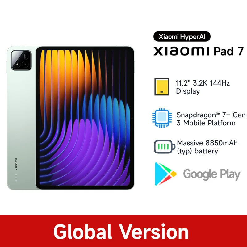 

Глобальная версия Xiaomi Pad 7 13-мегапиксельная камера 11,2-дюймовый дисплей 3,2 К, 144 Гц, 45 Вт, зарядка Snapdragon 7+ Gen 3, восьмиядерный процессор, планшет, 8850 мАч