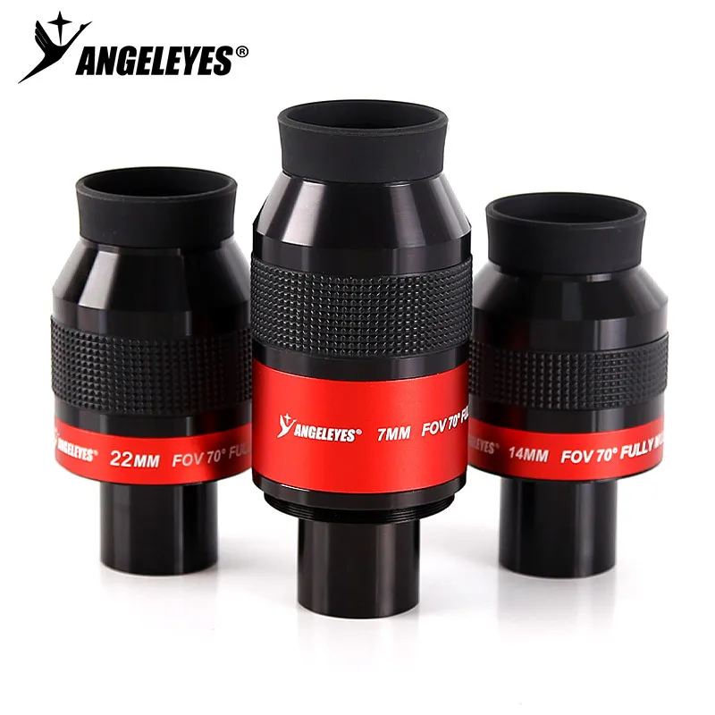 1.25 Inch 70 Degree Ultra Wide Angle Flat‑Field Parfocal Telescope Eyepiece, 7mm 14mm 22mm FMC All‑Metal Astronomical Accessory