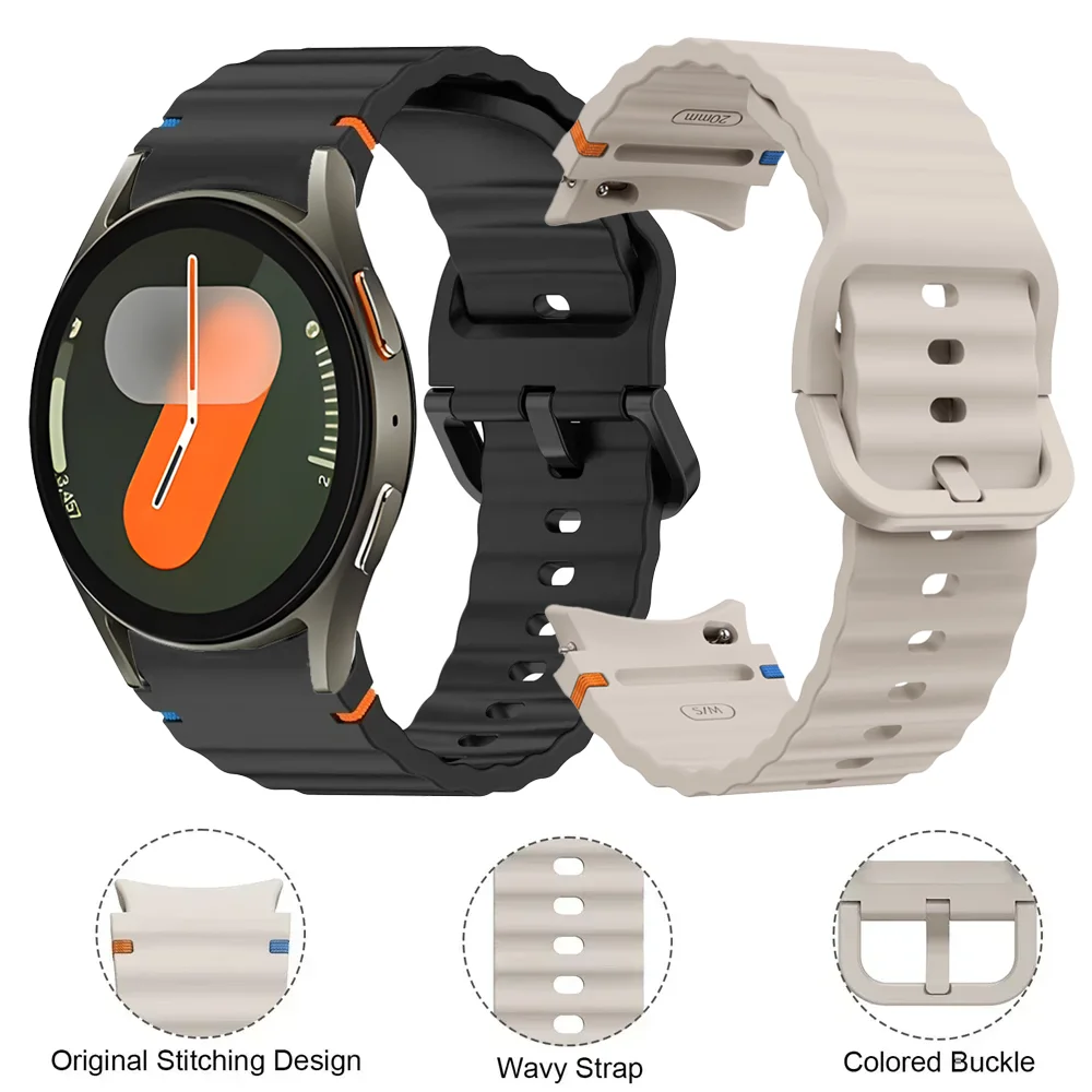 Offizielles Wave Silikonarmband für Samsung Galaxy Watch 7/FE/6/5/4 44mm 40mm 5 Pro Armband Watch 6 4 Classic 47mm 43mm Uhrenarmband