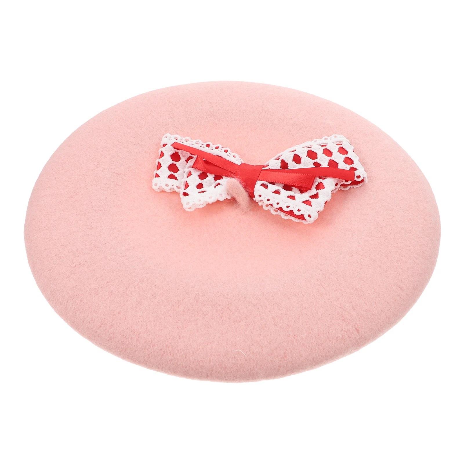 

Women Berets Strawberry Bow Woolen Beret Hat Strawberry Costume French Hat Wool Cap Warm Hat For Christmas Women Girls