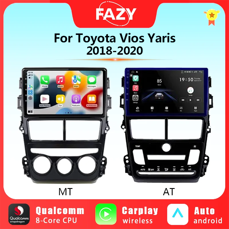 

Qualcomm 8 Core Android Auto Radio For Toyota Vios Yaris 2018-2020 Carplay Navigation GPS Car Stereo Multimedia Video Player DSP