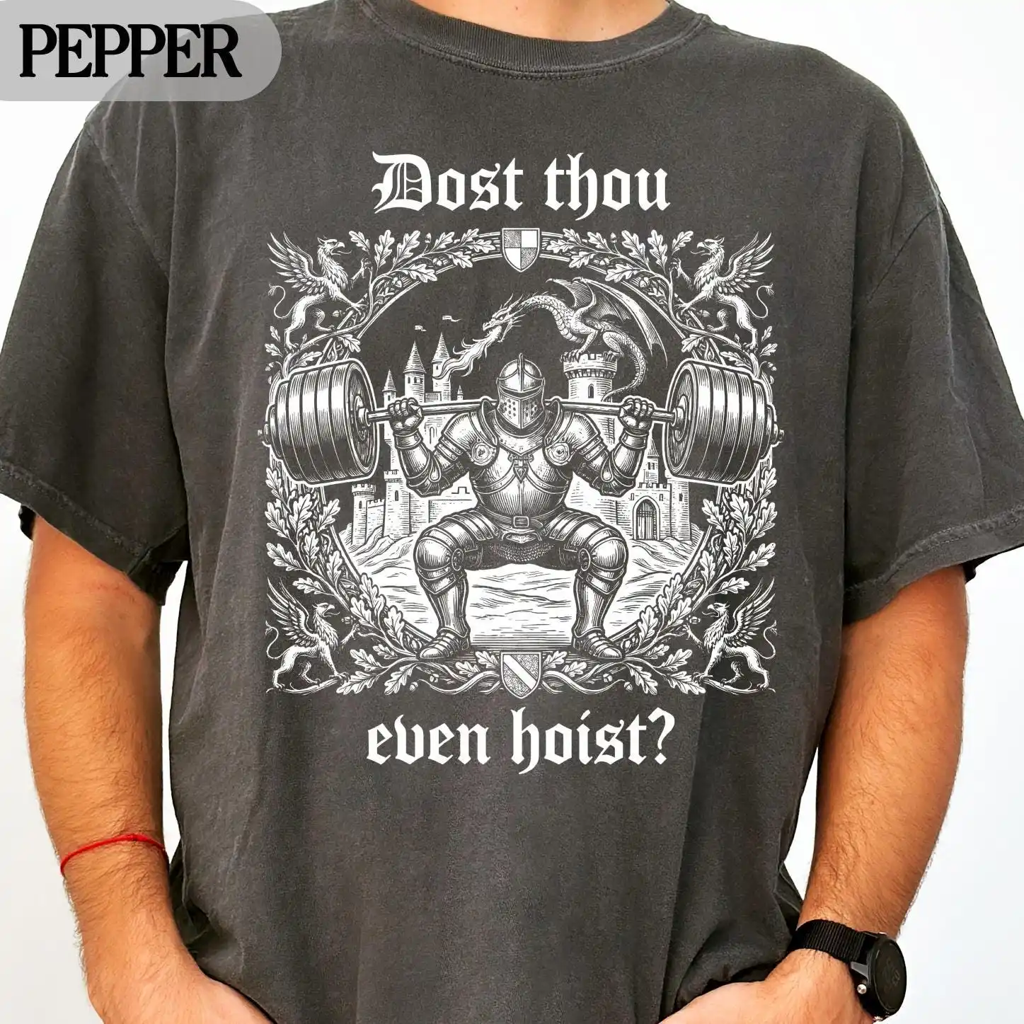 Dost Thou Even Hoist T-Shirts, Knight Weightlifting, Comfort Gym Humor Tee, Medieval Fitness Gift T-shirt