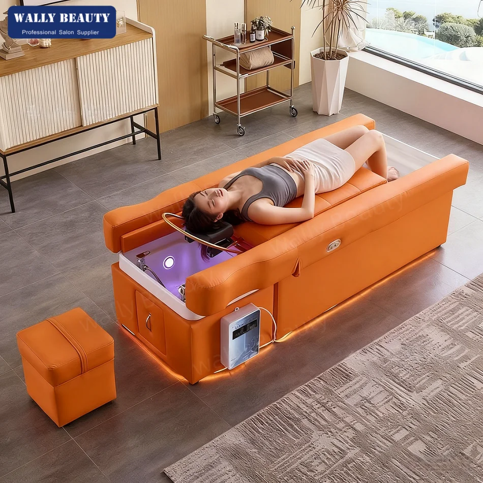 Head Therapy BedProfessional Japanese Head Spa Shampoo Bed Pedicure Foot Spa Massage Bed With Waterfall Scalp Machine
