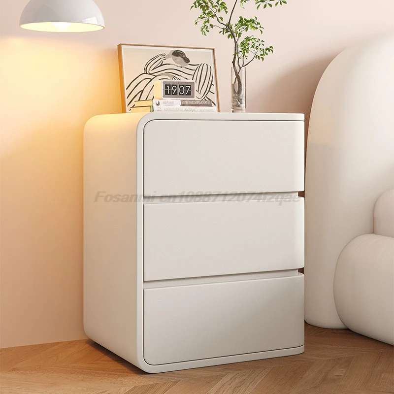 Mesita de noche estilo crema, moderna, minimalista, compacta, ligera, de lujo, minimalista, de gama alta, con cerradura, para el hogar, dormitorio