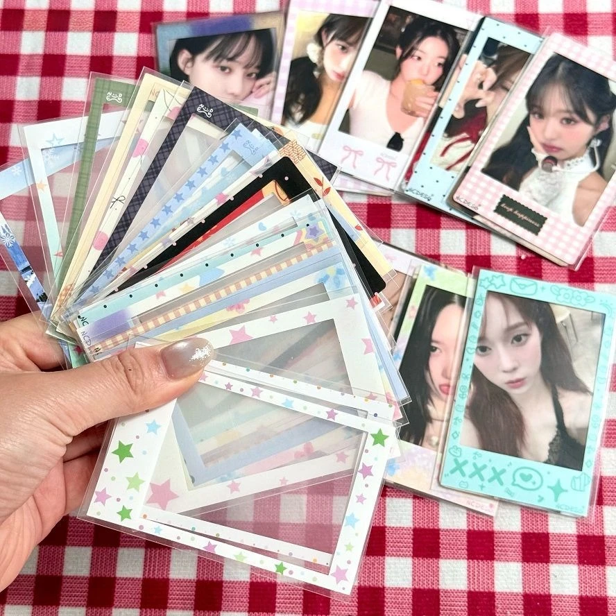 10/30/50 peças de Adesivos de Papel para Porta-Retratos de 3 Polegadas com Capas Protetoras para Scrapbooking, Decoração de Photocards de Ídolos Kpop e Papelaria