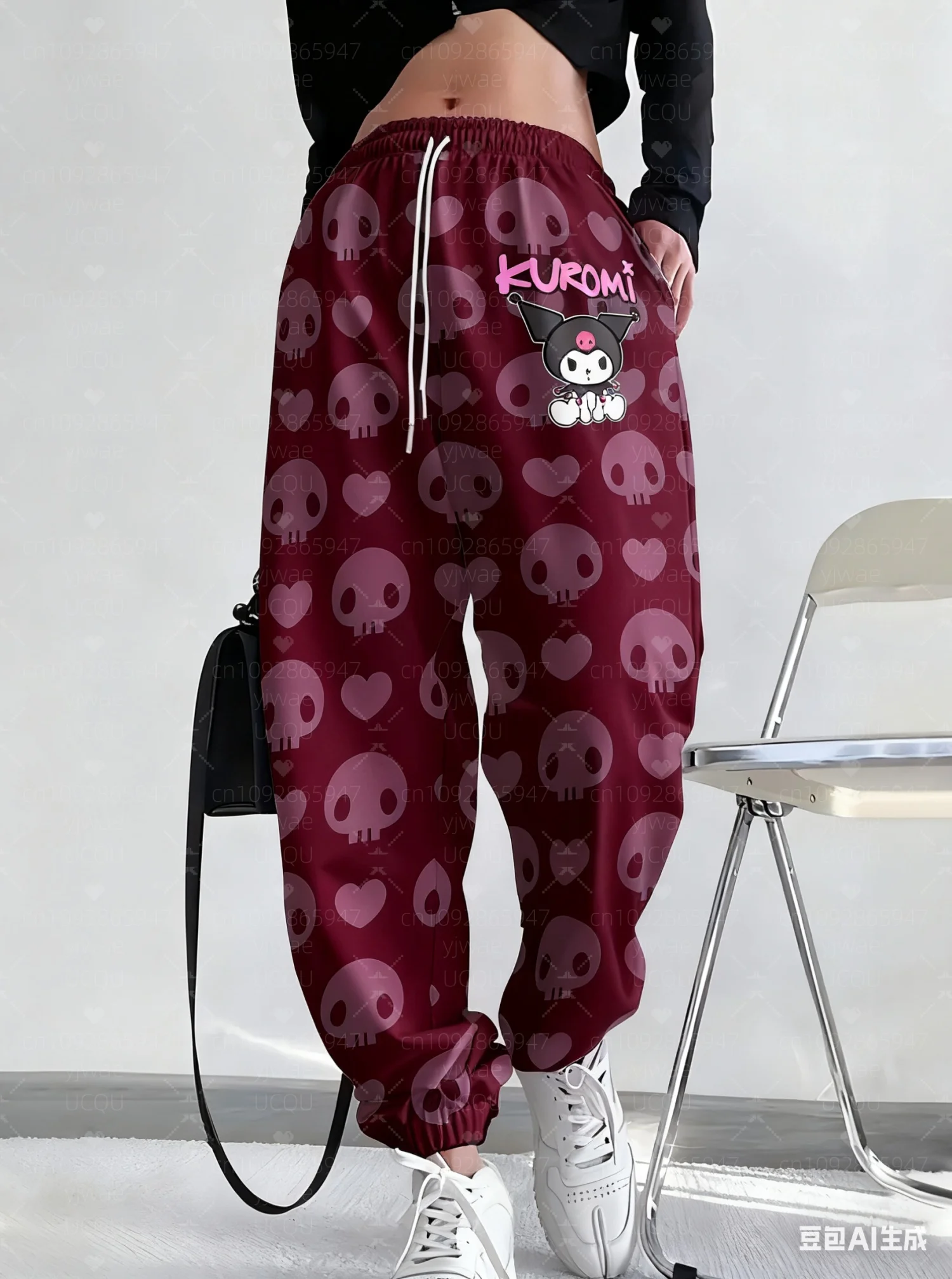 2025 Spring Autumn Casual Sanrio Kuromi Women's Jogger Pants Pink Hello Kitty Pants  Outdoor Men's Long Pants Trousers