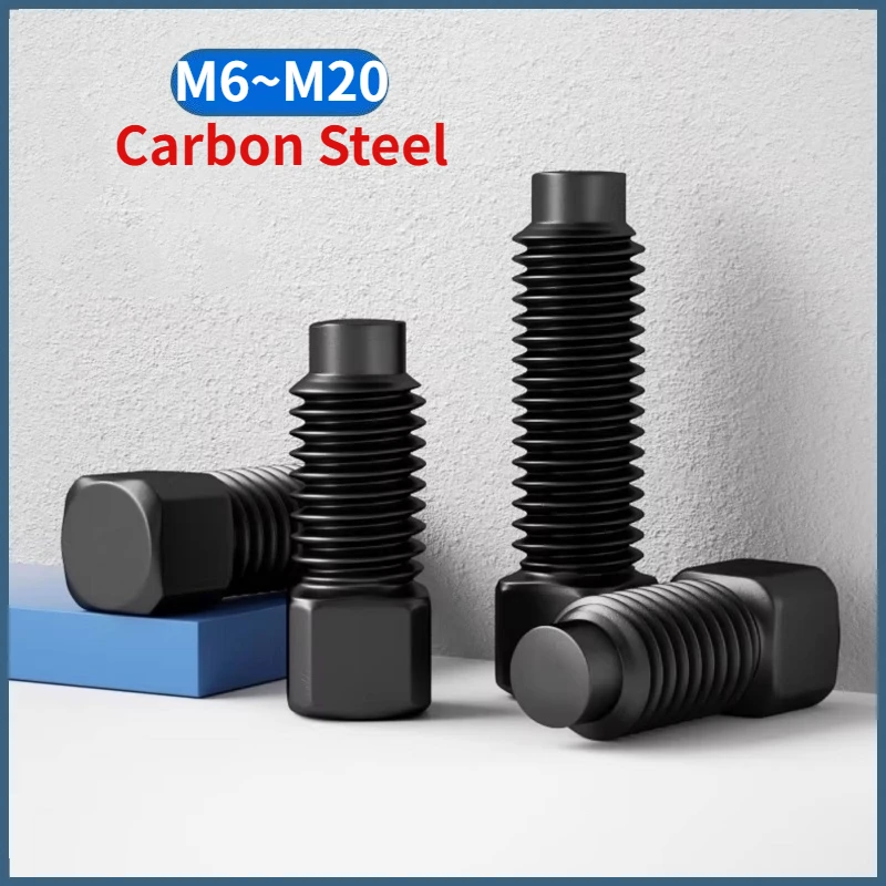 1~50pcs M6 M8 M10 M12 M16 M20 4.8 Grade Carbon Steel Black Tool Holder Square Head Convex End Set Screws