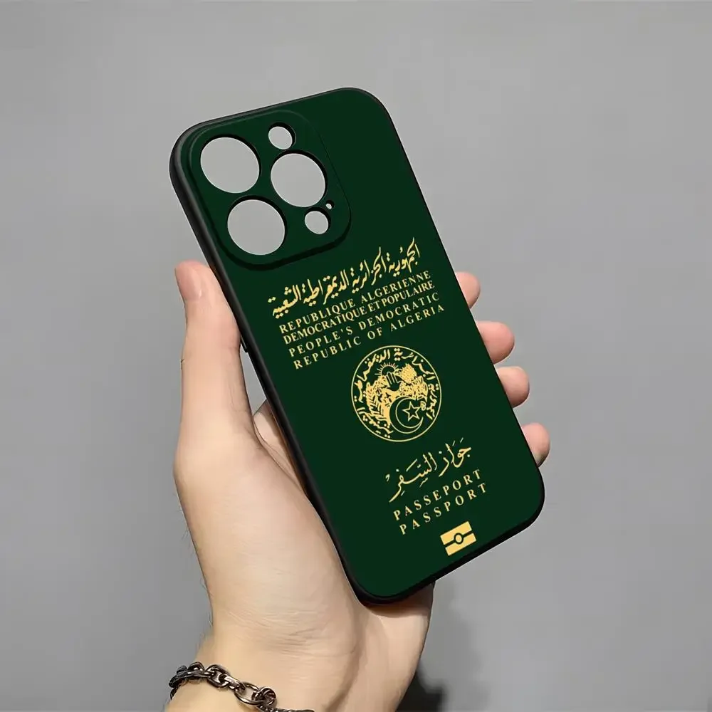 Algeria Map Flag Passport Phone Case For iPhone 17 16 15 11 12 14 13 Pro Max Mini XS XR 7 Plus 17E Air Shockproof Silicone Cover view 2