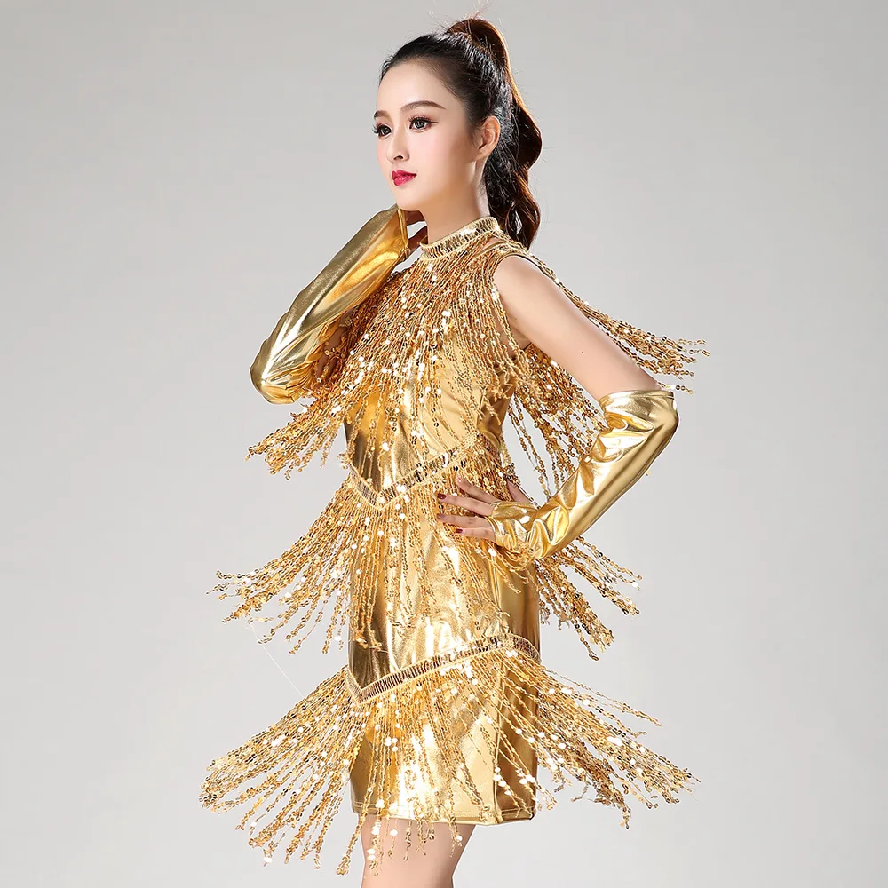 Tanzrock, lateinamerikanisches Kleid, Fransenkleid, Tanzkleidung, Damenbekleidung, Mode, Party, Club, Bühnenshow, Tanzkleidung, Hotsweet-Kostüm