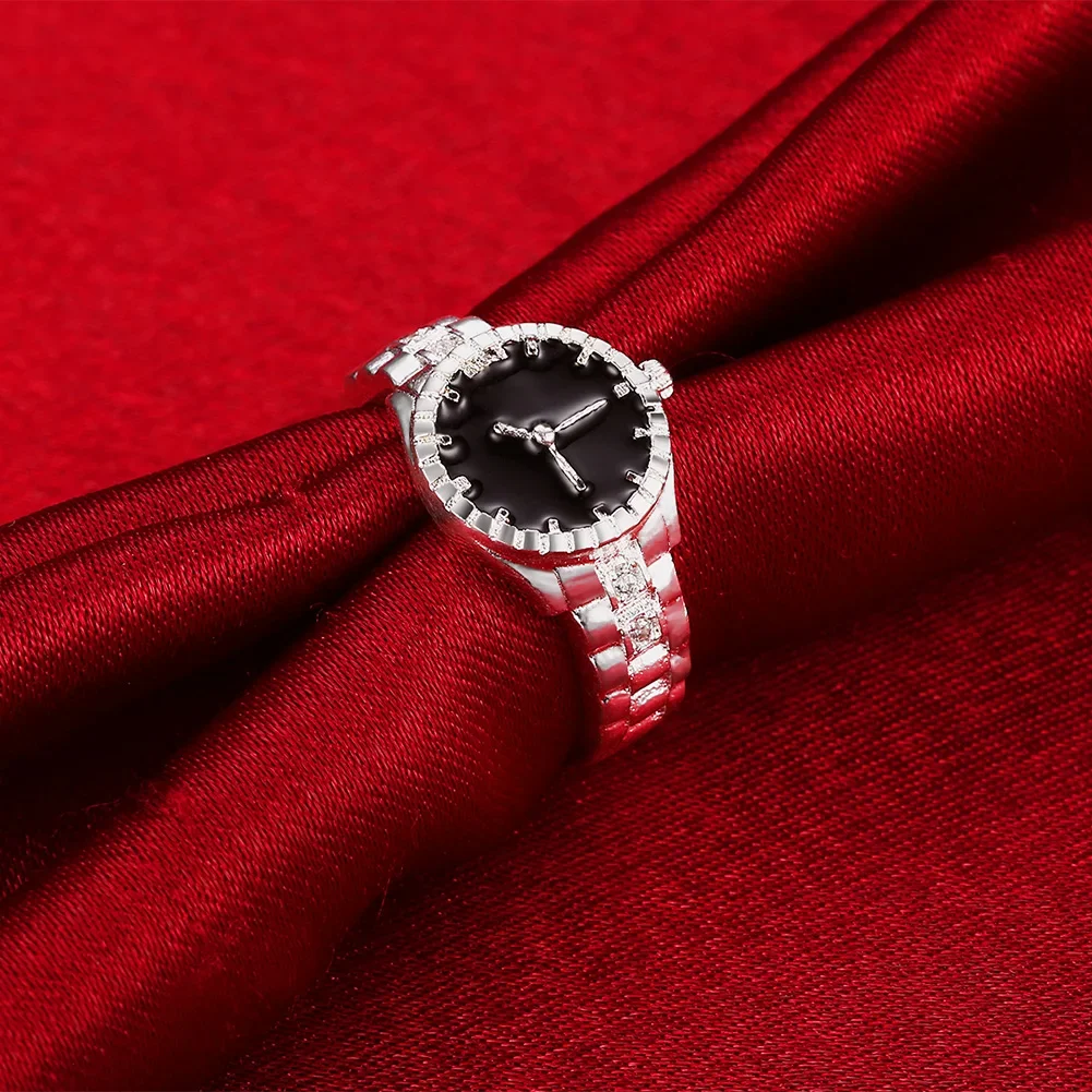 925 Sterling Silver Rings For Women men fine crystal Black watch elegant Fashion Party Gifts lady Charm wedding luxury Jewelry