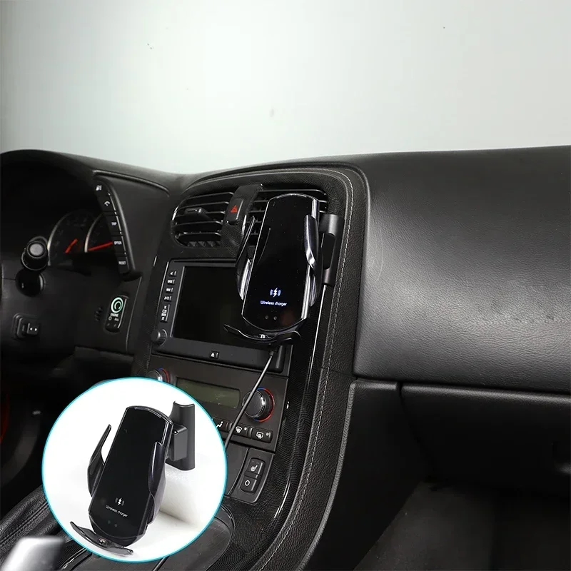 ABS Black For Chevrolet Corvette C6 2005-2013 Car central control mobile phone stand car interior modification accessories 3