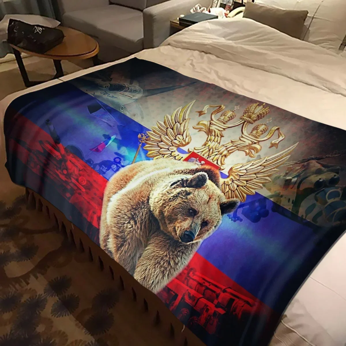 Russian Pride Bear CCCP Throw Blanket USSR Soviet Russia Living Room Bedroom Sofa Cover Bedspreads Flannel Soft Victory Blanket