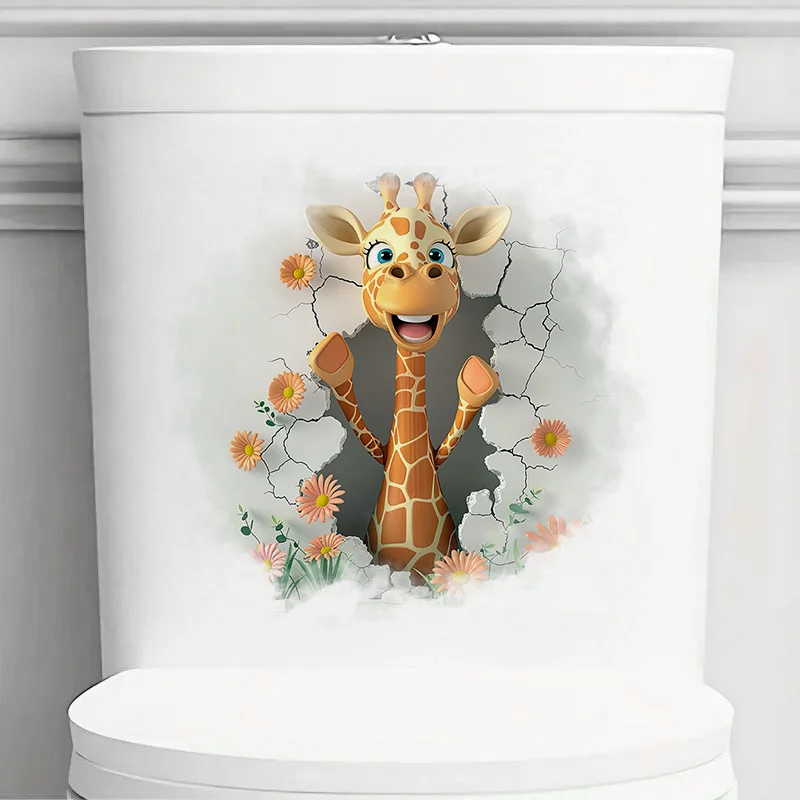 

MT941# 3D Cartoon Giraffe Stickers, Bright Wall for Home, Cabinet, Door,Toilet,Decoration, Vinyl Car Decals, Outdoor Indoor Use