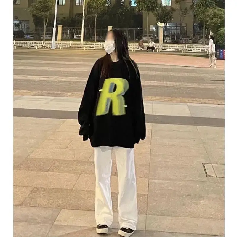 

High Waist Wide Leg Jeans Women's White Spring Summer Autumn Straight Cut Loose Slimming Floor Length Pants Casual Cotton Pol...