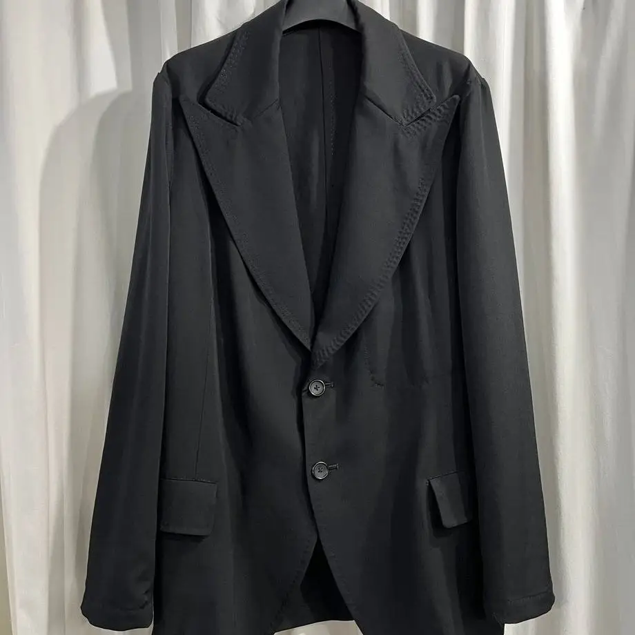TOP-YAMAMOTO ® Black Full-Length Business Formal Slim-Fitting Multi-Purpose Professional Coat