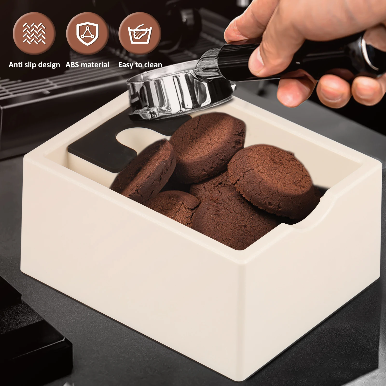 Espresso Knock Box with Nonslip Base ABS Coffee Ground Knock Box Double Function Coffee Knock Box Lightweight Espresso Grounds