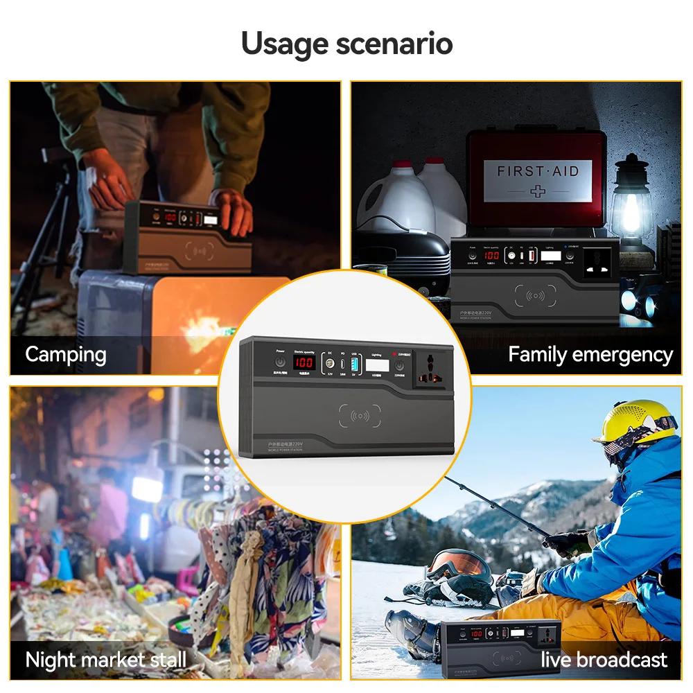 Multi use Customized Portable Power Station 33000Wh 220V 200W Solar Charging lithium Battery camping power bank module