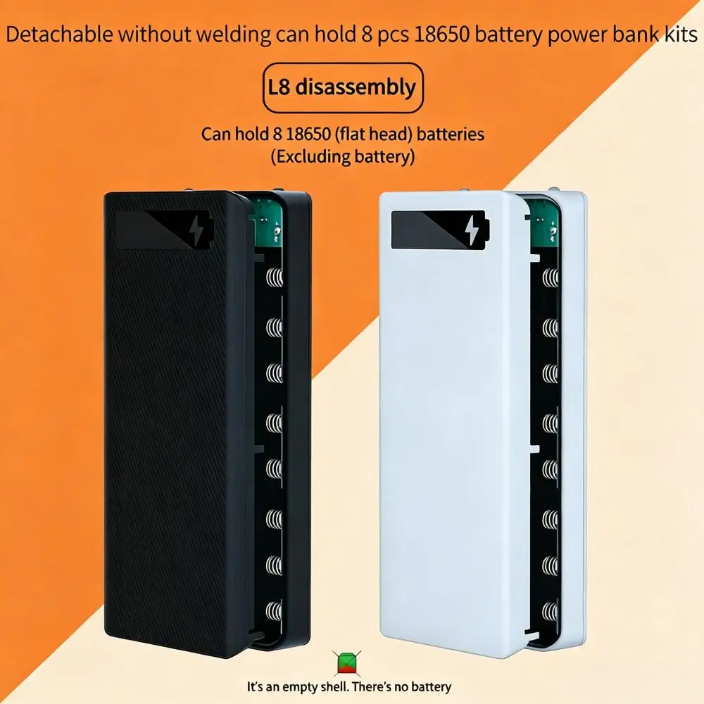 6/8 Slot *18650 Power Bank Battery Holder Battery Box Micro Type C Dual USB Ports Phone Charger 18650 Detachable Powerbank Case