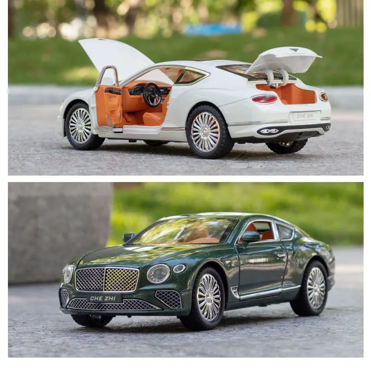 Bentley Continental GT – modèle de voiture en alliage métallique moulé, haute Simulation, son et lumière, Collection de jouets pour enfants, cadeaux, 1:24