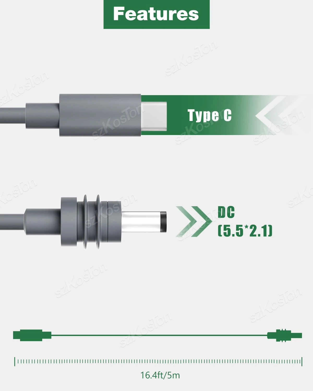 كابل طاقة من النوع C إلى تيار مستمر لسلك شحن محمول Starlink Mini Gen3 في الهواء الطلق باور بانك مدخل USB-C إلى كابل تيار مستمر لـ Starlink