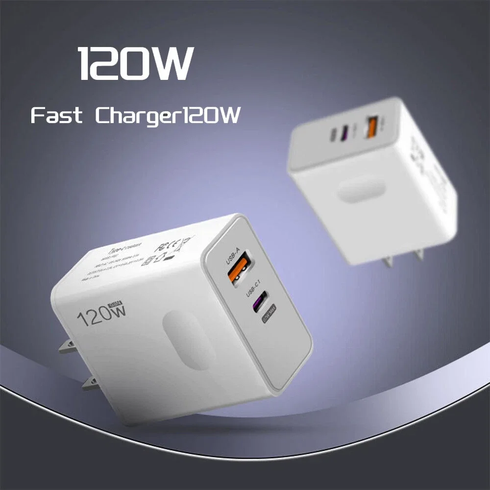 120W GaN Fast Charger PD USB-C Wall Charger Adapter For iPhone Samsung Laptop Tablet Universal Quick Charge EU US Plug