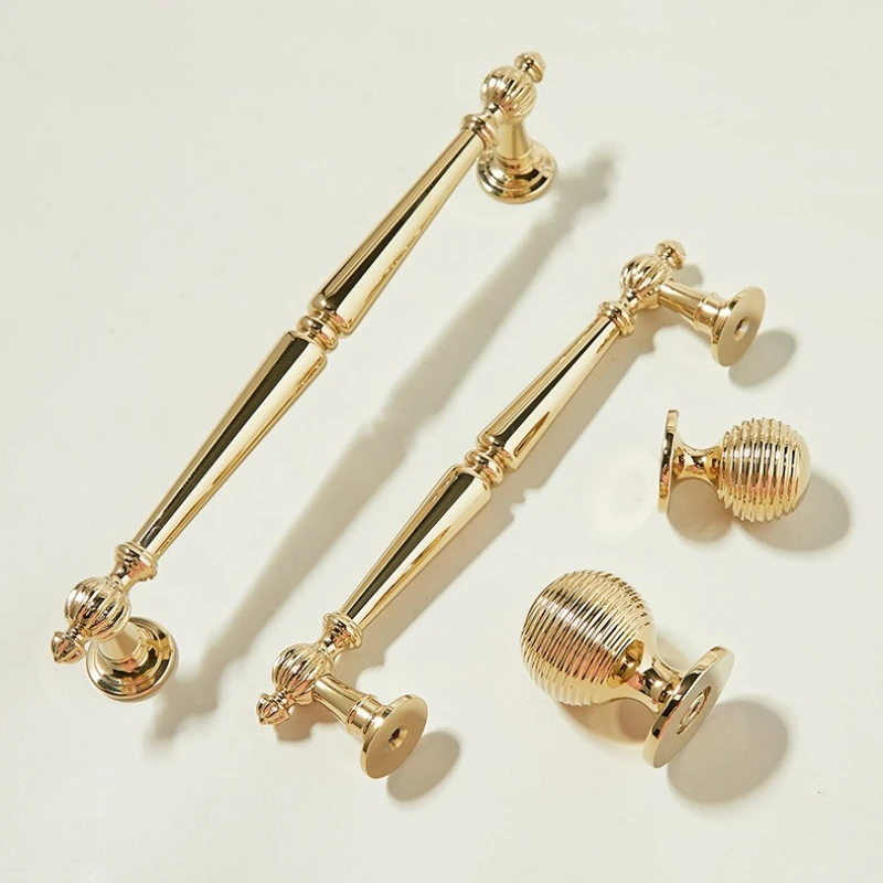 T Bar Wardrobe Bedroom Kitchen Cupboard Hardware Bathroom Furniture Bright Gold Solid Cabinet Handle and Knob Brass Drawer Knobs