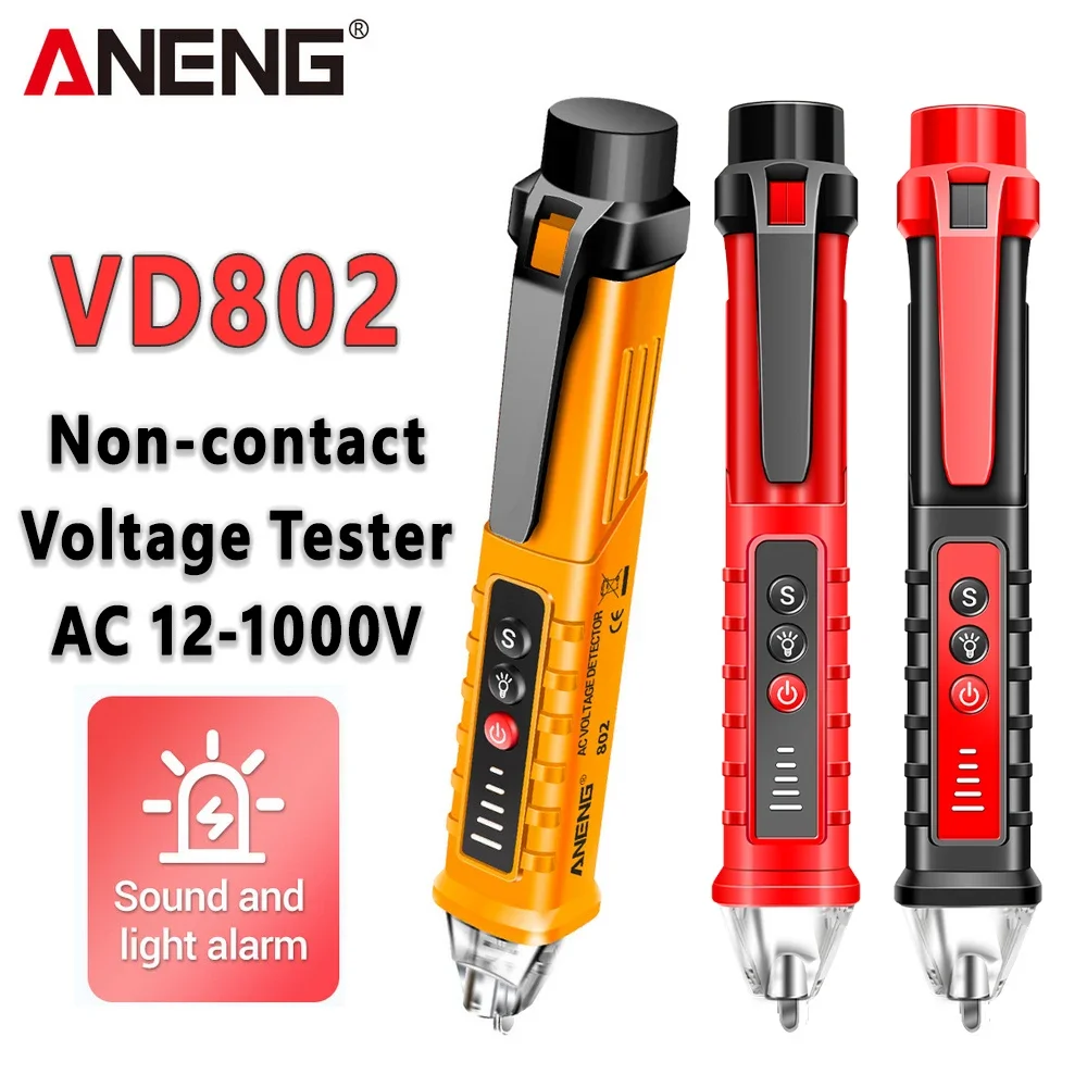 ANENG VD802 Non-Contact  Voltage Tester Pen AC Voltage Meter 12-1000v Sensitivity Pen Style NCV Continuity Detector Tester Tools