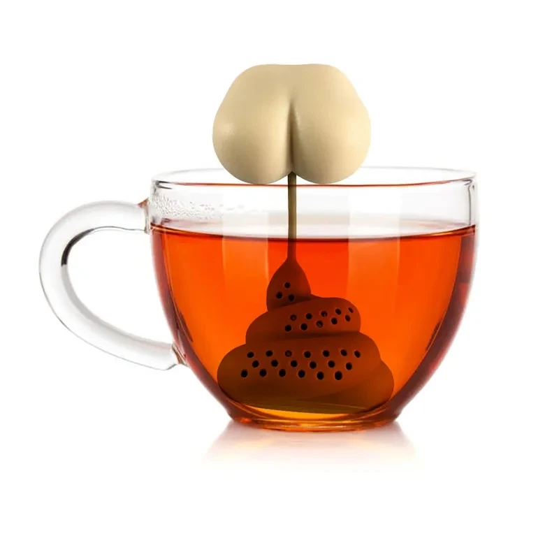 Creative Novelty Butt Tea Maker Funny Prank Gift Stool Ass Shit Spoof Silicone Poo Tea Infuser Kids Adult Stress Relief Toys