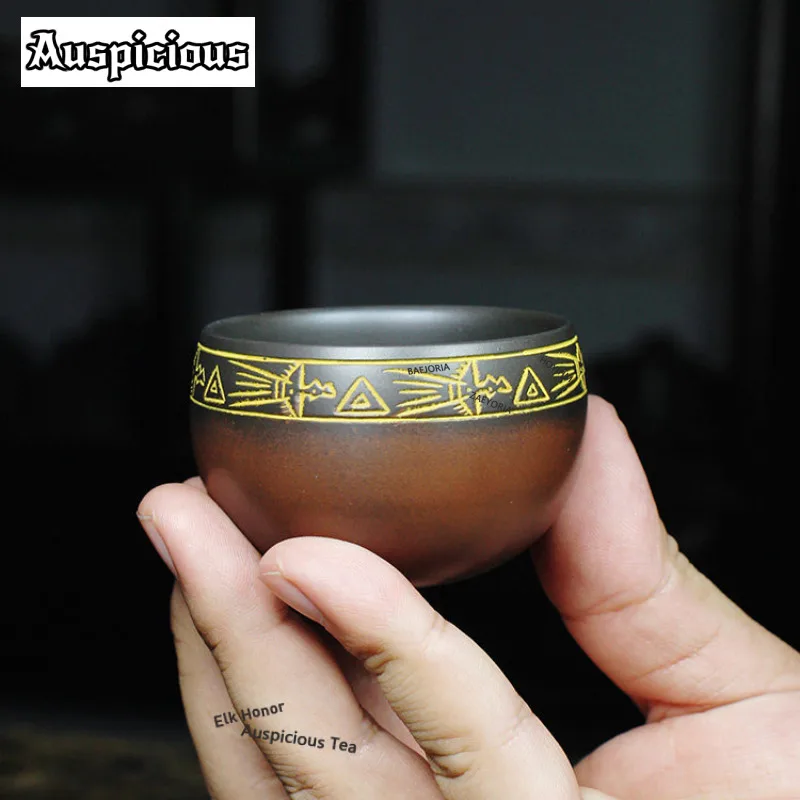 ZAEYORIA 50ml Handmade Nixing Pottery Teacup Creative Tea Bowl Mug Tea-tasting Fragrance Cup Chazhan Master Cups Coaster Teaset