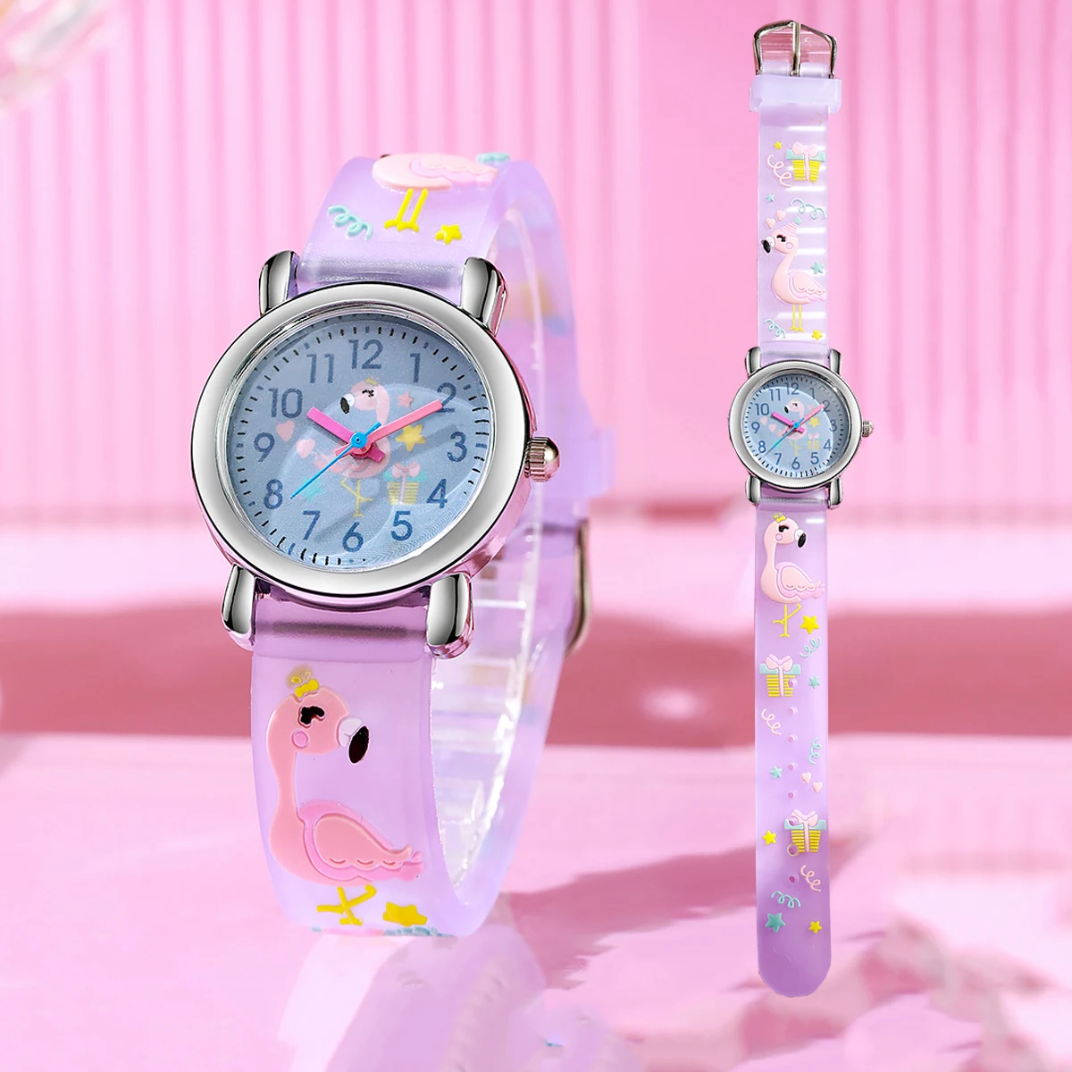 Cute Fashion Flamingo Print Silicone Quartz Watch