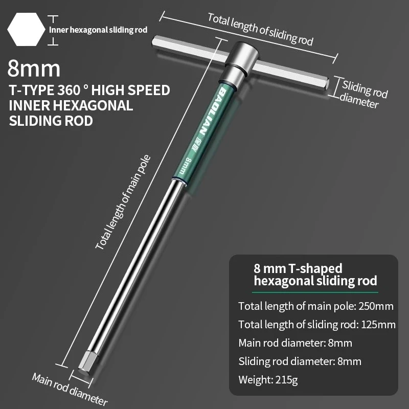 T/L 2,5/3/4/5/6/8/10 mm Torx-Schraubendreher T-Typ Inbusschlüssel Chromschlüssel T-förmiges Handwerkzeug Verlängerter T-Steckschlüssel