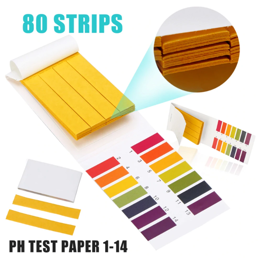 1set = 80 Strips Professional 1-14 pH litmus paper ph test strips water cosmetics soil Acidity test Strips with control card