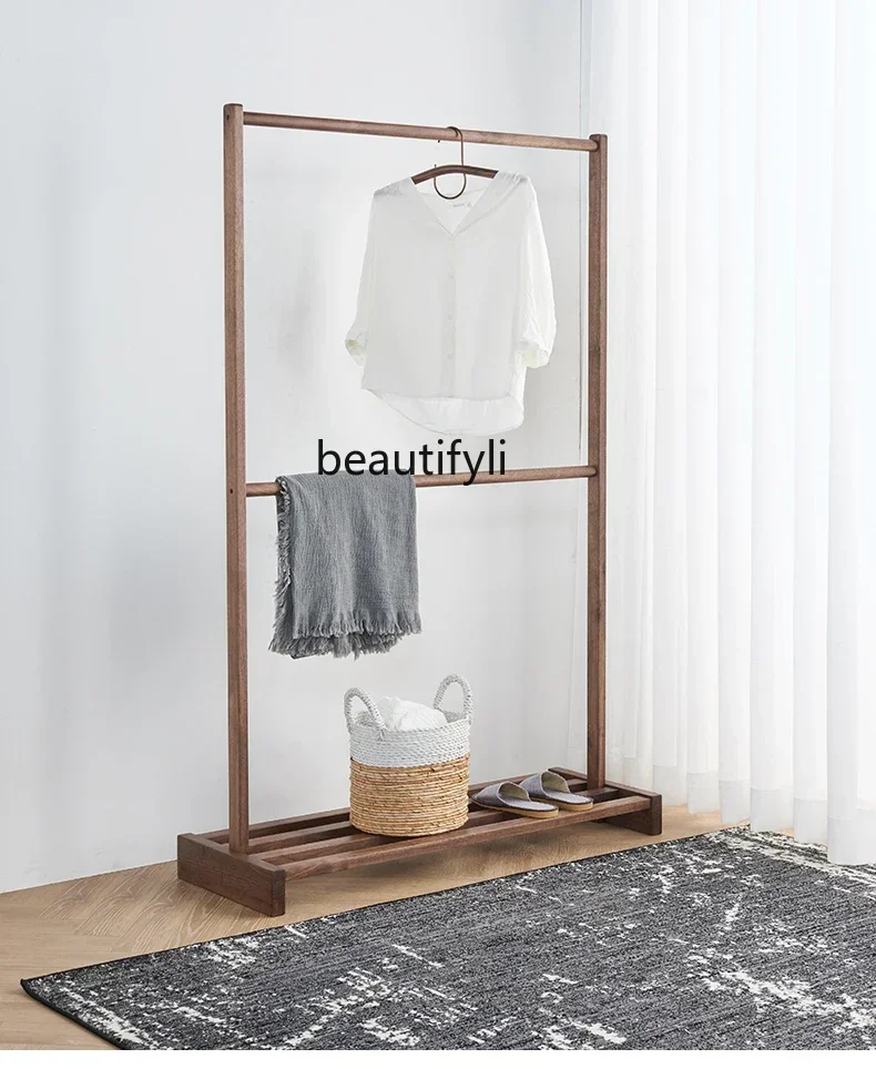 D178 North America Black Walnut Solid Wood Coat and Hat Rack Nordic Bedroom Home Floor Clothes Hanger