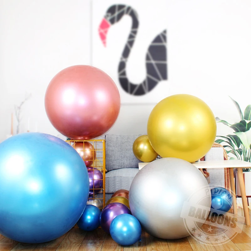 18inch Metal Ball Single Layer Latex Balloon Heavy Metal Wedding Room Layout Party Decoration Gold Silver Red Green Blue Ballons