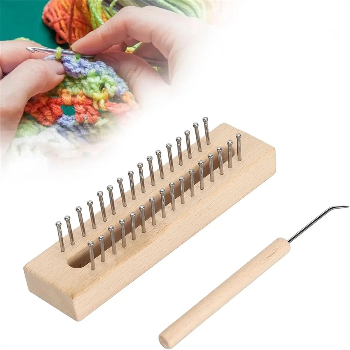 ABJS ,Wooden Knitting Looms with Looms Hook Wooden Knitting Looms Set for Scarf DIY Projects Knitting