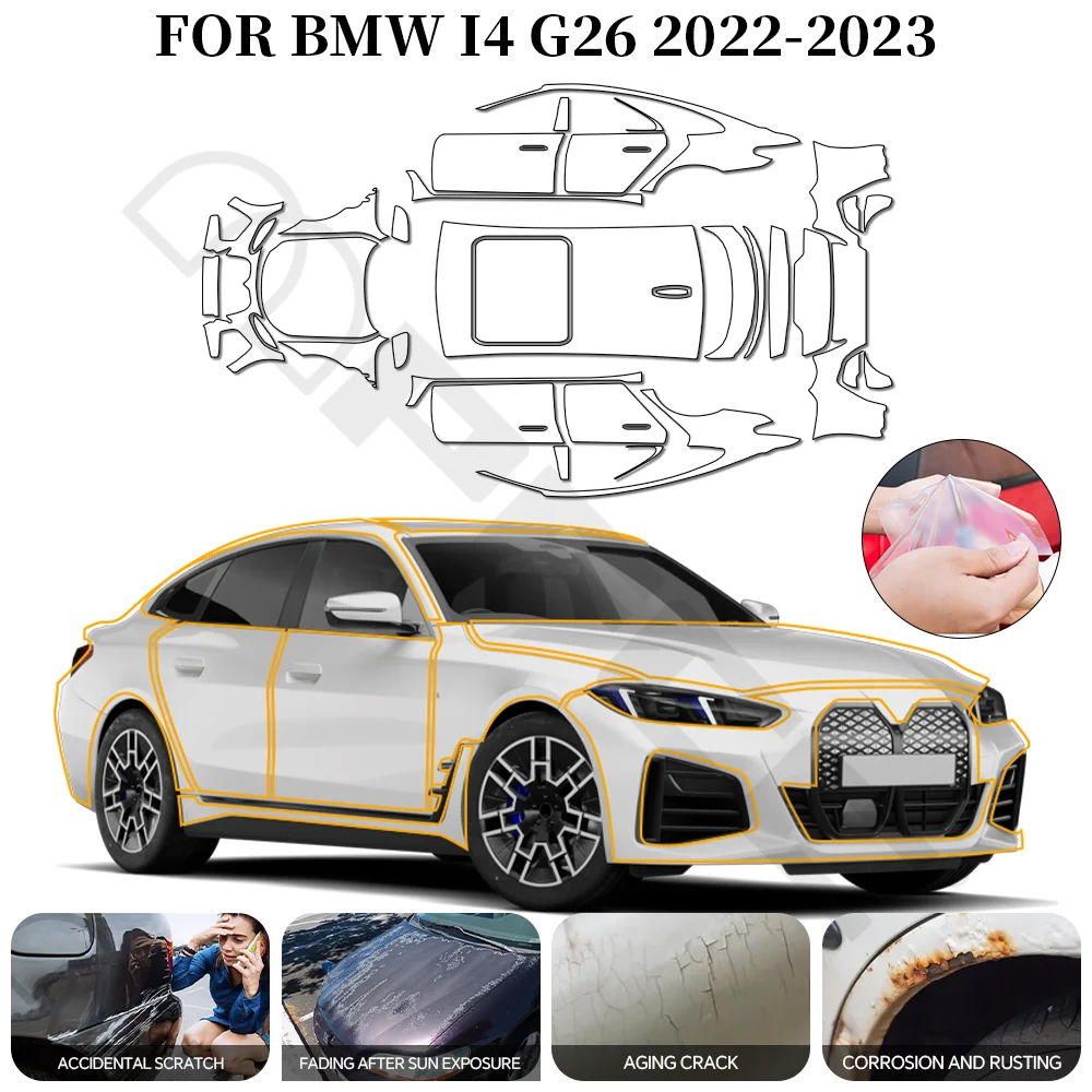 

Защитная пленка из ТПУ для BMW I4 G26 2022-2023, предварительно вырезанная, прозрачная, устойчивая к царапинам, невидимая пленка для защиты кузова автомобиля.