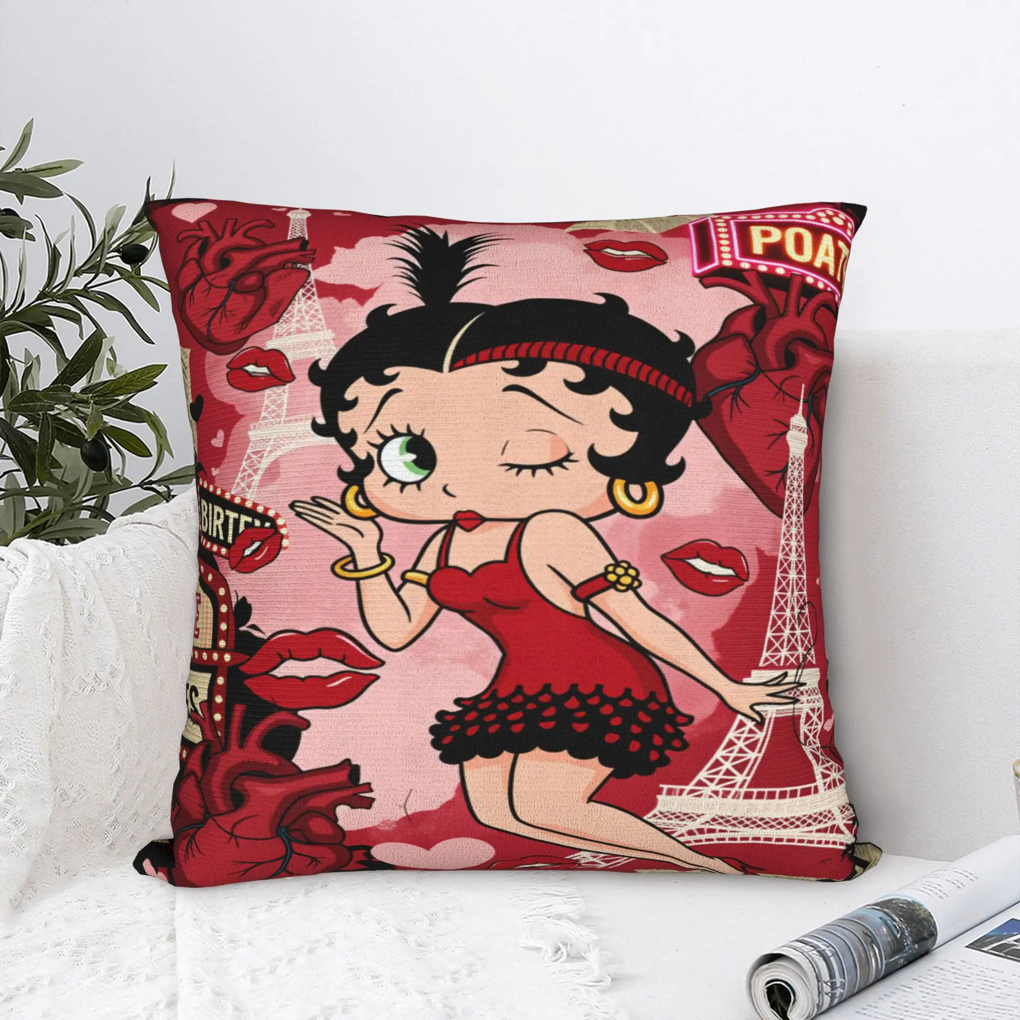 

B-Bettys Boops Cute Girl Printed Pillow Case Comfy Pillow Cover For Living Room Sofa Morden Cushion Cover