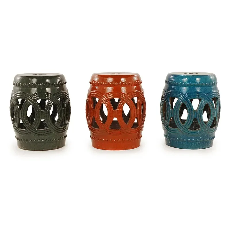 Antique Modern Chinese Ceramic Drum Garden Stool Outdoor Patio Decorative Seat Traditional Style Porcelain Side Table