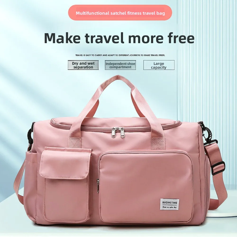

Oxford Travel Luggage Bag Foldable Short Distance Nylon Duffle Bag with Shoe Compartment Multi Layered Large Capacity Handbag