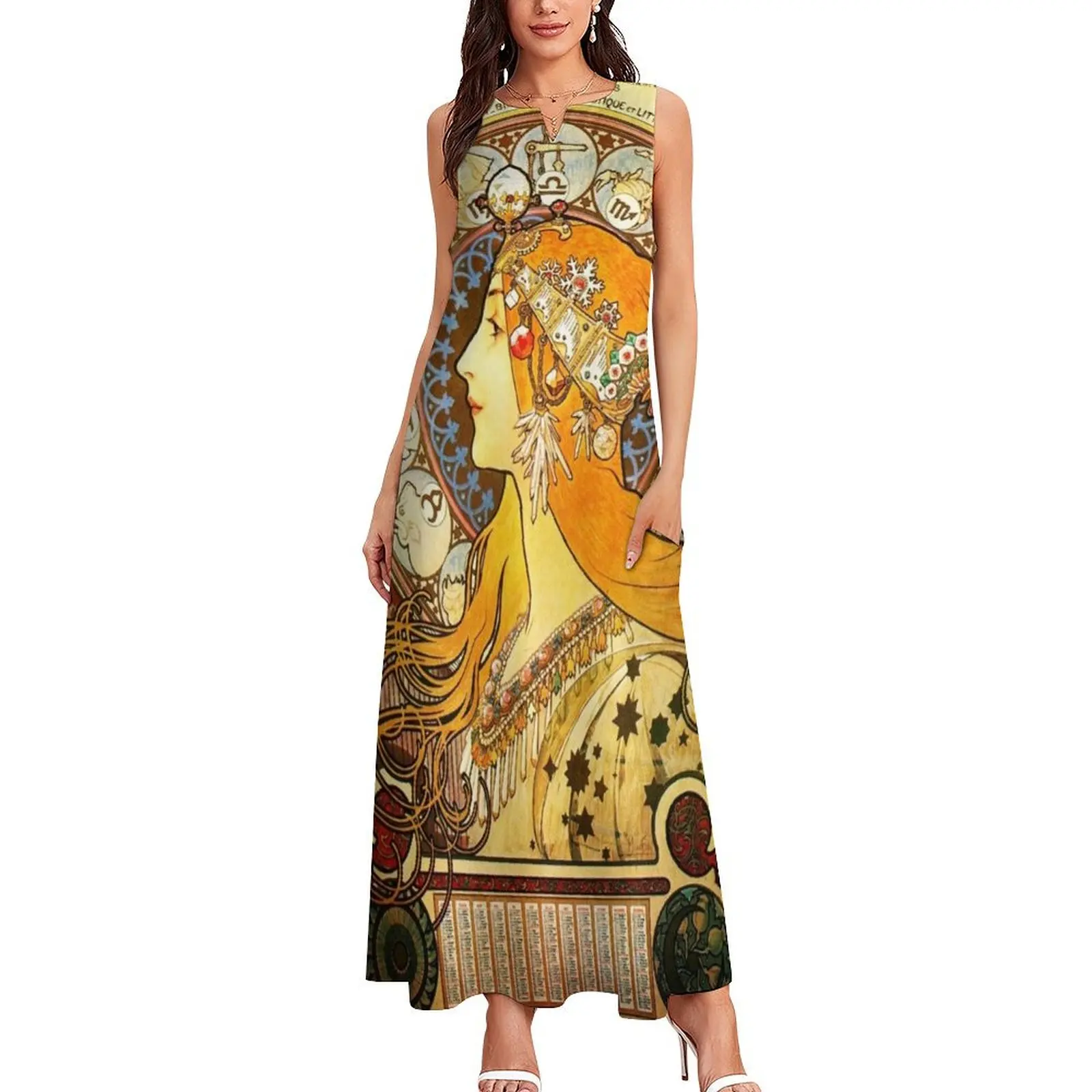 La Plume Zodiac - Alphonse Mucha Long Dress summer dresses for women 2025 elegant dress women's summer dress 2025