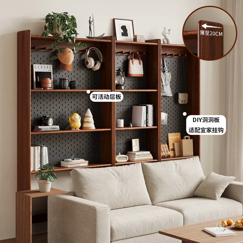 Volume storage cabinet Retro simple storage solid wood cabinet DIY hole board wall cabinet