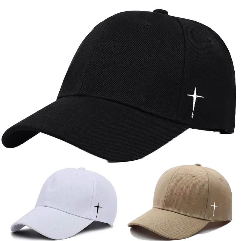 Haftowana czapki baseballowe mężczyzn damska moda prosta jednokolorowa Unisex Cross Cap Outdoor regulowany krem przeciwsłoneczny casualowe kapelusze