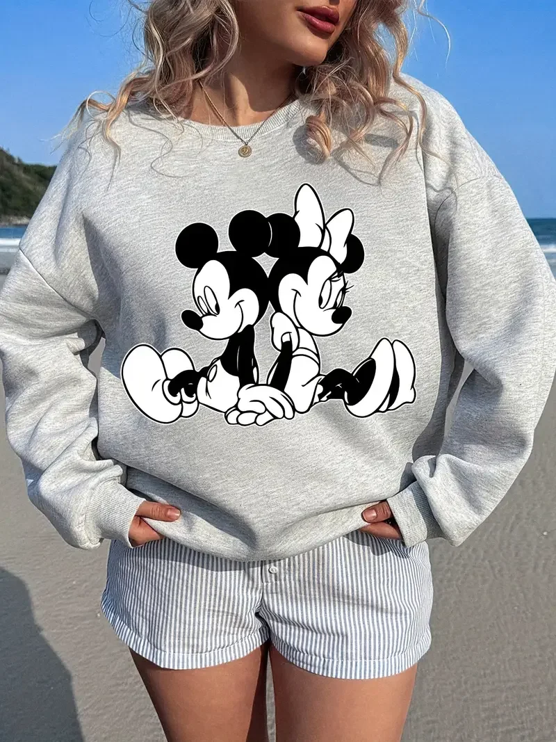 زوجين للجنسين المرأة ديزني ميني ميكي ماوس الرجال هوديس البلوز البلوز الخريف الشتاء الصوف معاطف كبيرة الحجم تعرق القمم #2