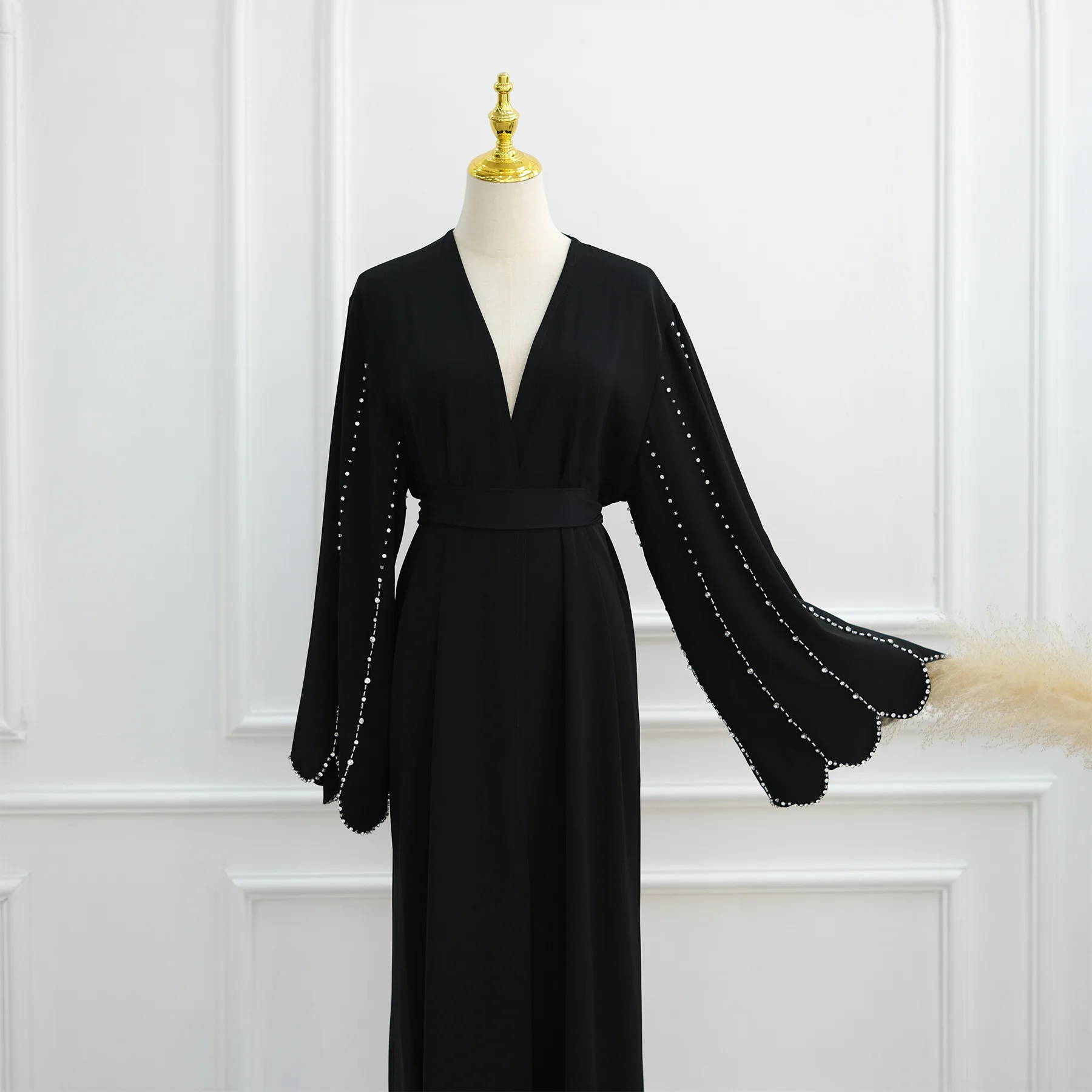 Ramadán diamantes Abayas Dubai Kaftan mujeres vestido musulmán Kebaya Turquía bata caftán marroquí mujer Islam Jalabiya Kimono Cardigan