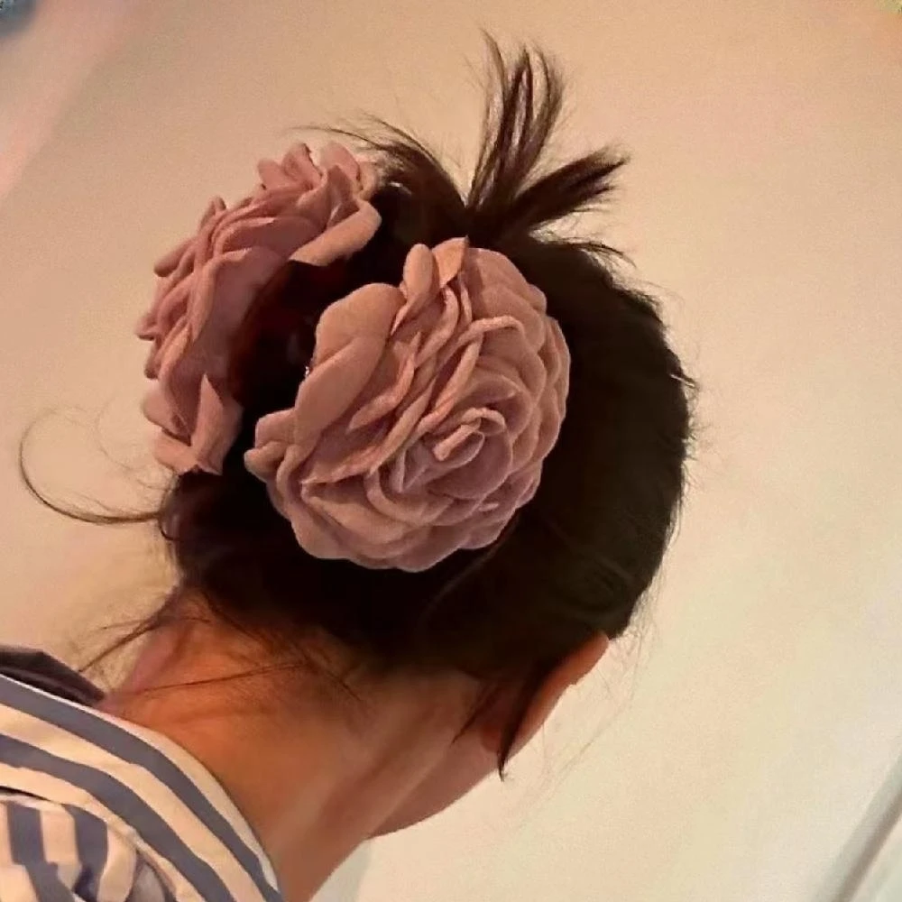 Fabric Giant Rose Flower Hair Clip Hair Claw Exaggerate Elegant Barrette Headwear Hair Clamps for Women Girls Hair Accessories