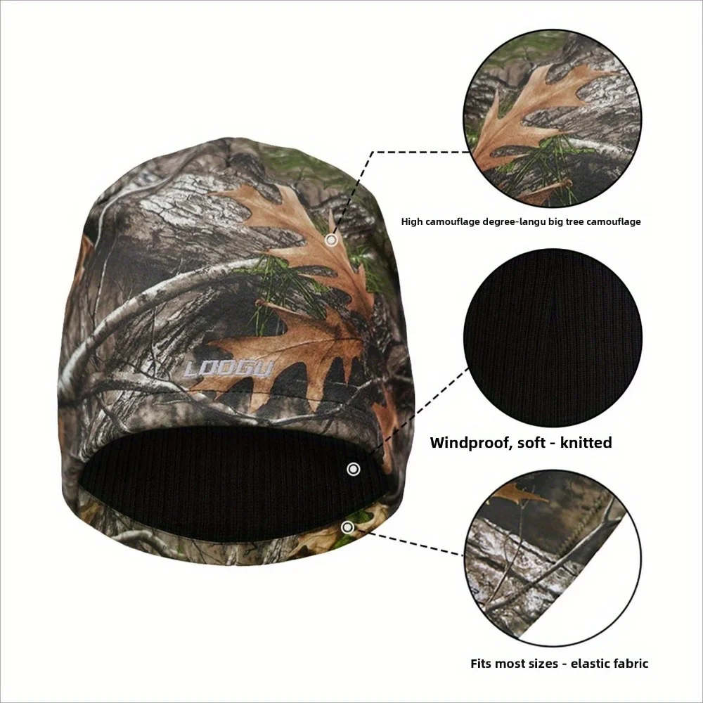 Adulto para invierno y otoño: sombrero para clima frío con patrón de árbol de caza, gorra cálida resistente al viento para senderismo, escalada y ciclismo al aire libre